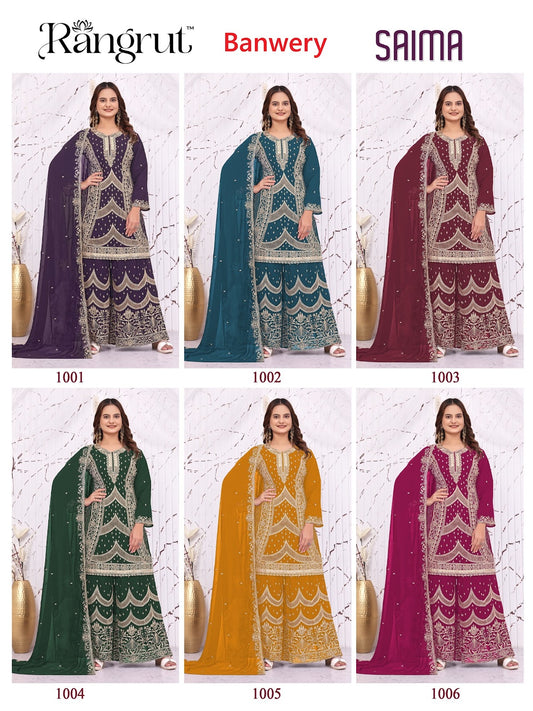 Saima Rangrut Banwery Georgette Readymade Plazzo Style Suits Supplier Gujarat