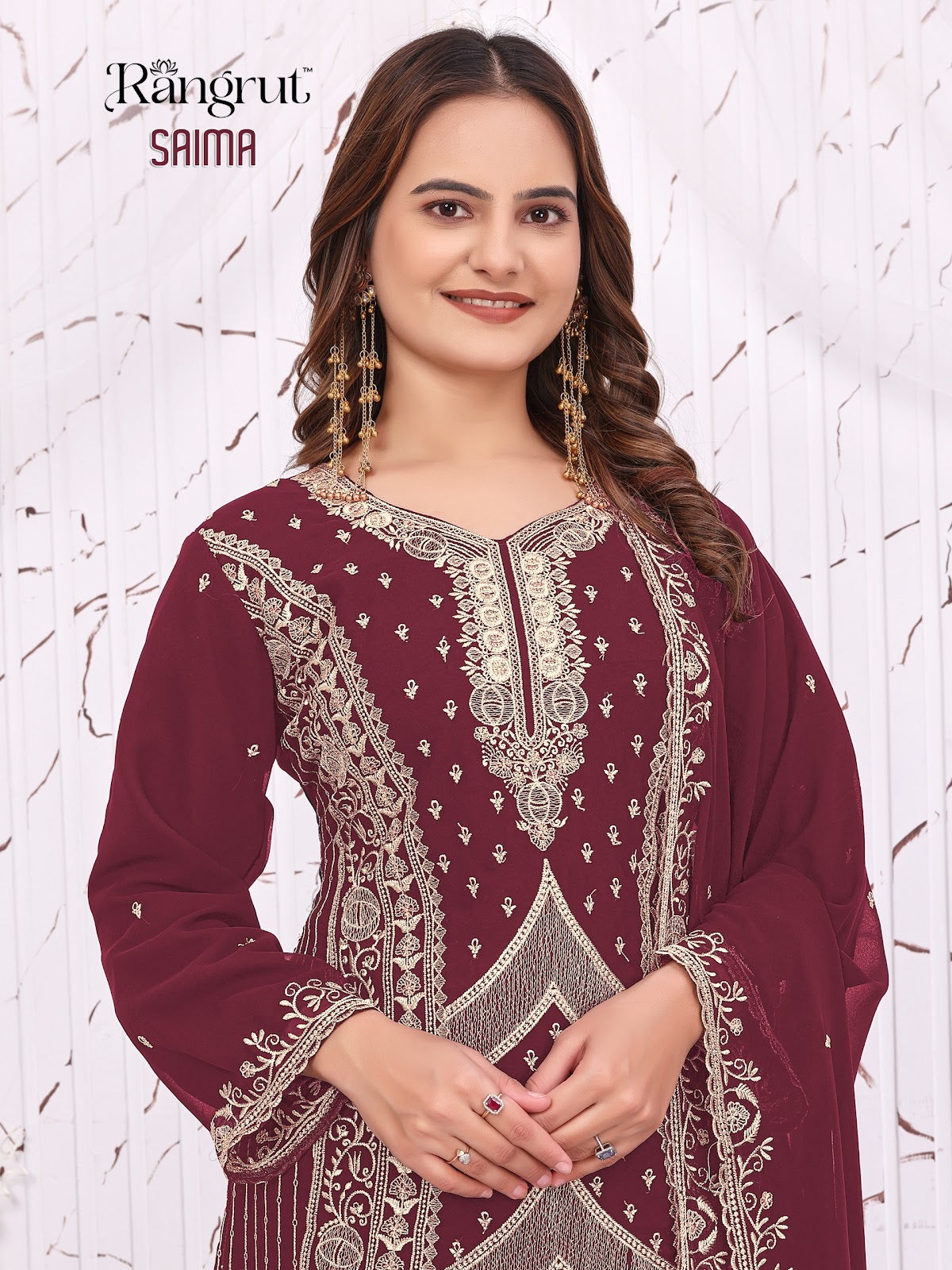 Saima Rangrut Banwery Georgette Readymade Plazzo Style Suits Supplier Gujarat