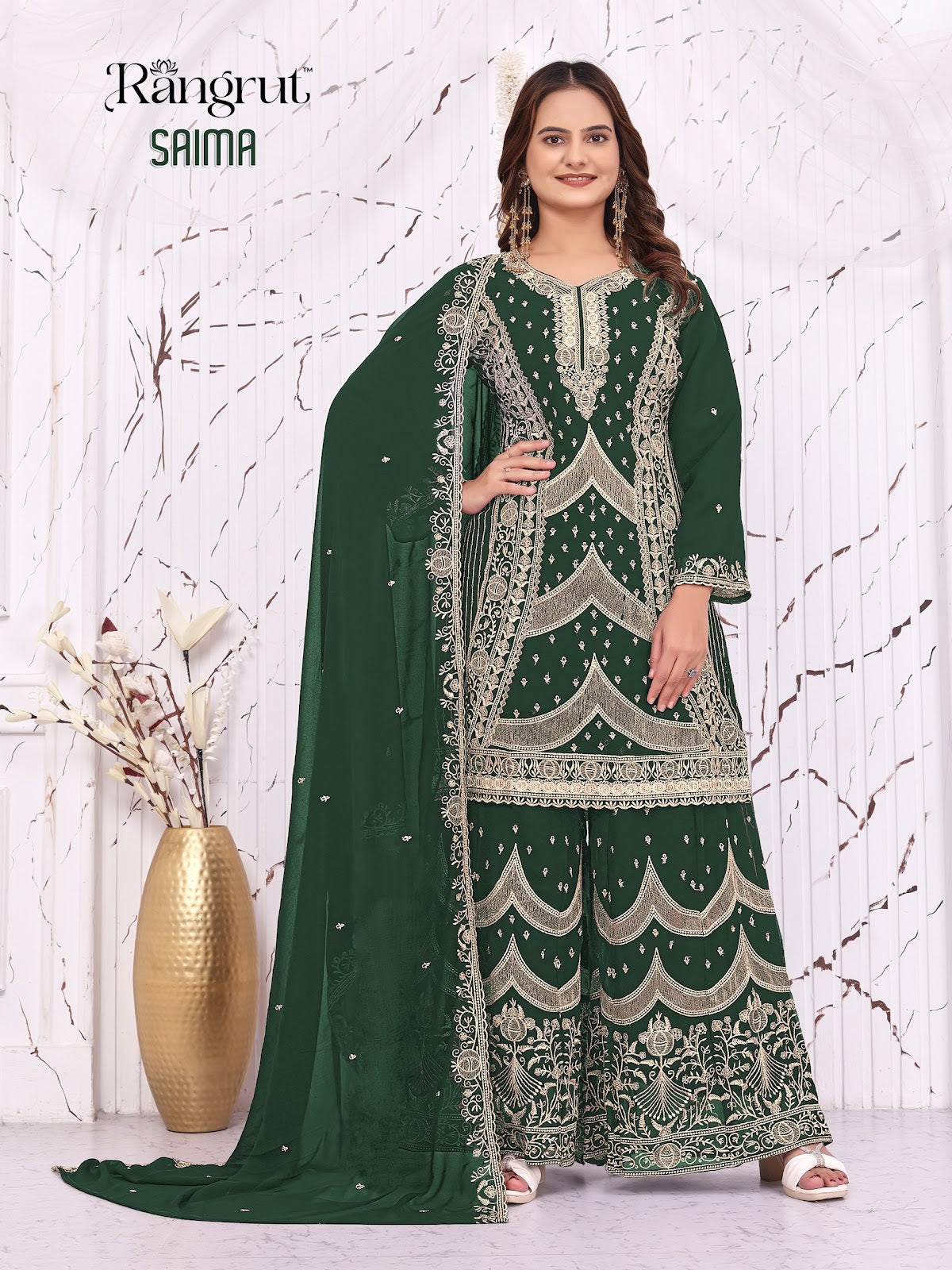 Saima Rangrut Banwery Georgette Readymade Plazzo Style Suits Supplier Gujarat