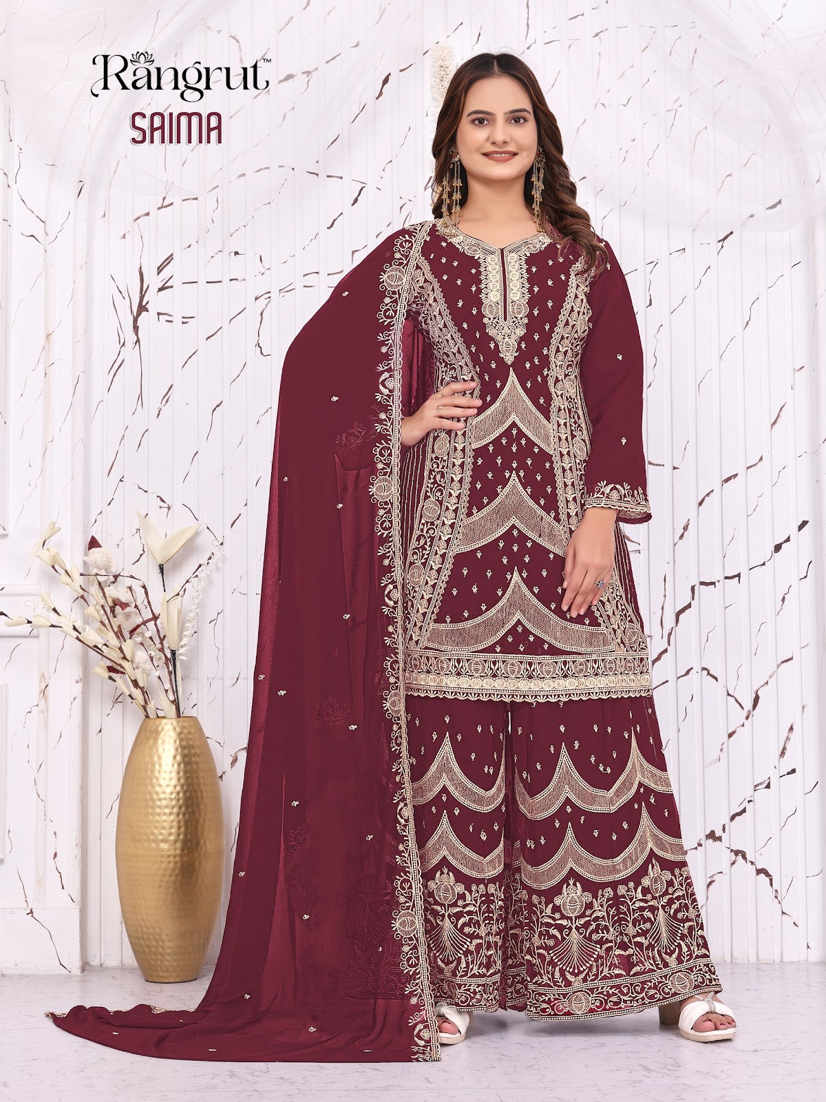 Saima Rangrut Banwery Georgette Readymade Plazzo Style Suits Supplier Gujarat