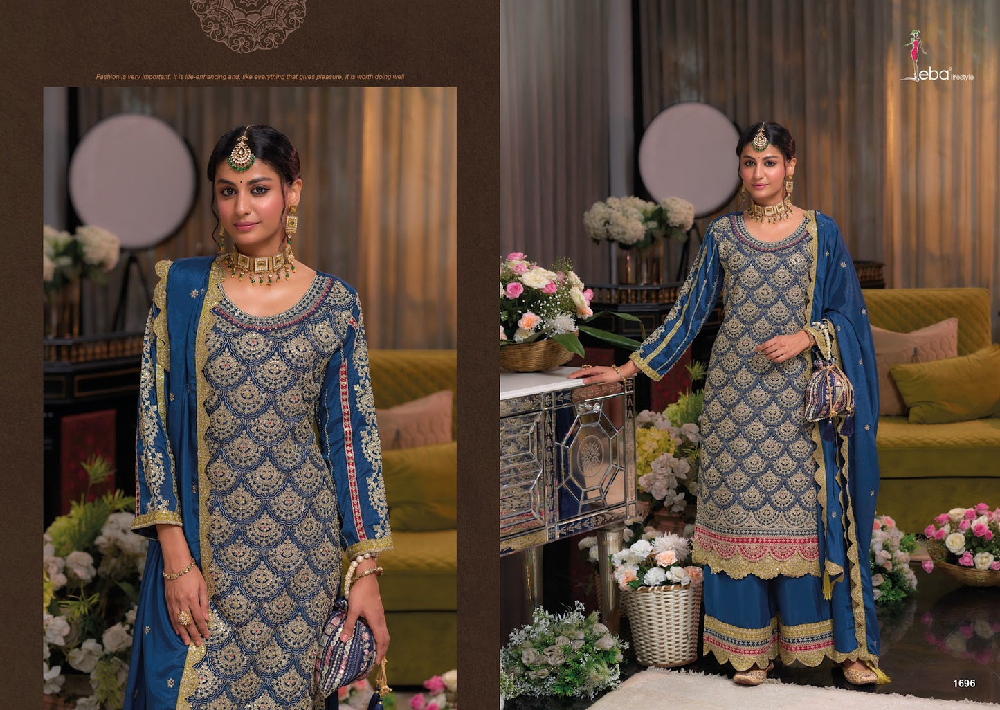 Saira Eba Lifestyle Chinon Readymade Plazzo Style Suits Manufacturer