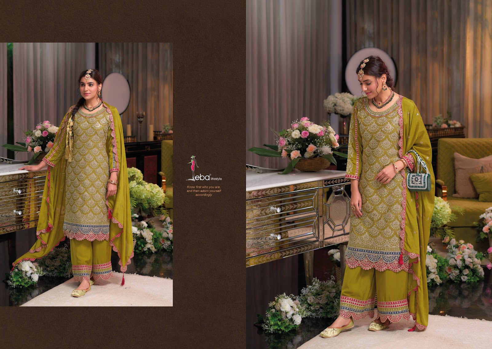 Saira Eba Lifestyle Chinon Readymade Plazzo Style Suits Manufacturer