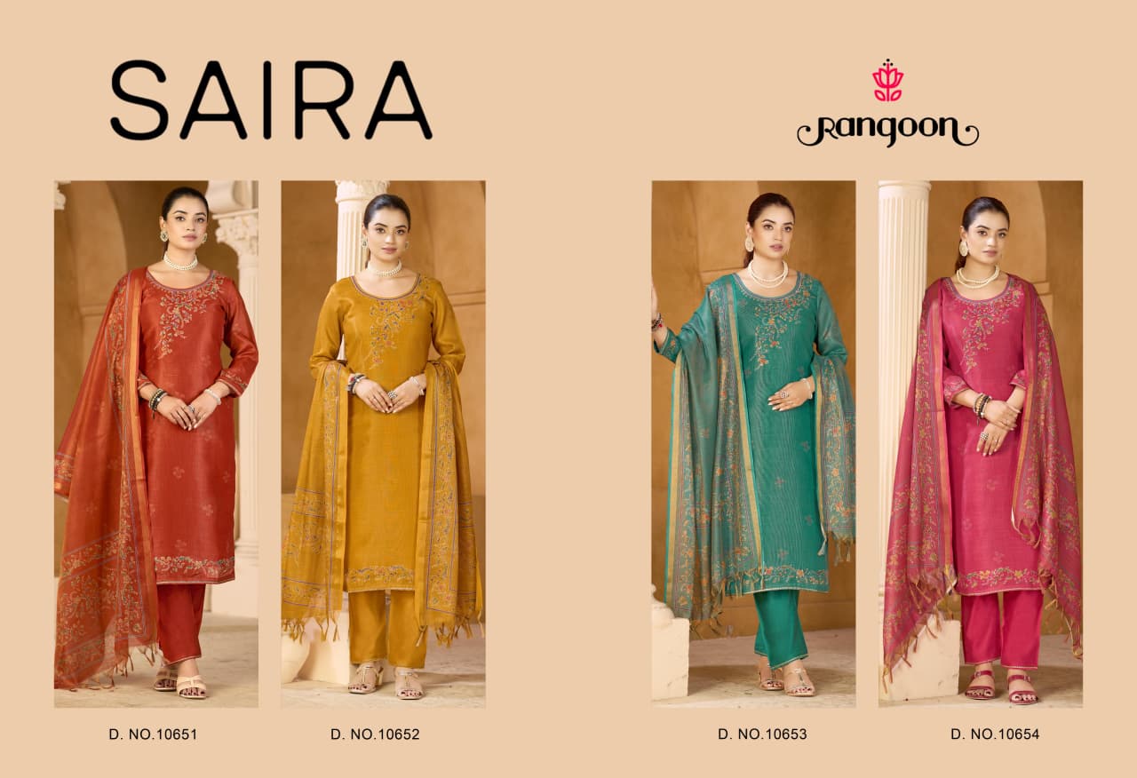 Saira Rangoon Lilen Readymade Pant Style Suits Exporter Gujarat