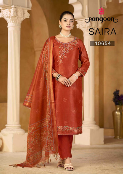 Saira Rangoon Lilen Readymade Pant Style Suits Exporter Gujarat