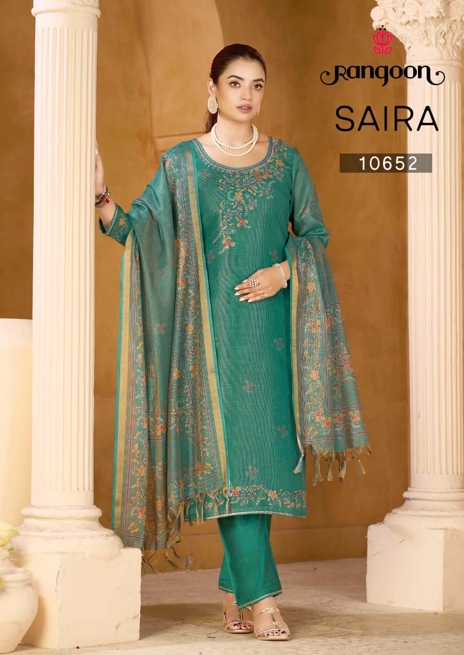 Saira Rangoon Lilen Readymade Pant Style Suits Exporter Gujarat