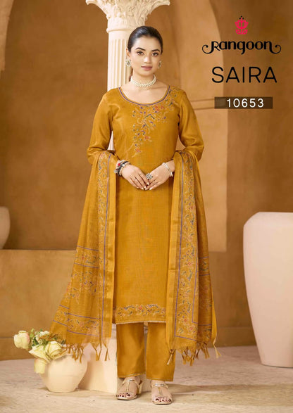Saira Rangoon Lilen Readymade Pant Style Suits Exporter Gujarat