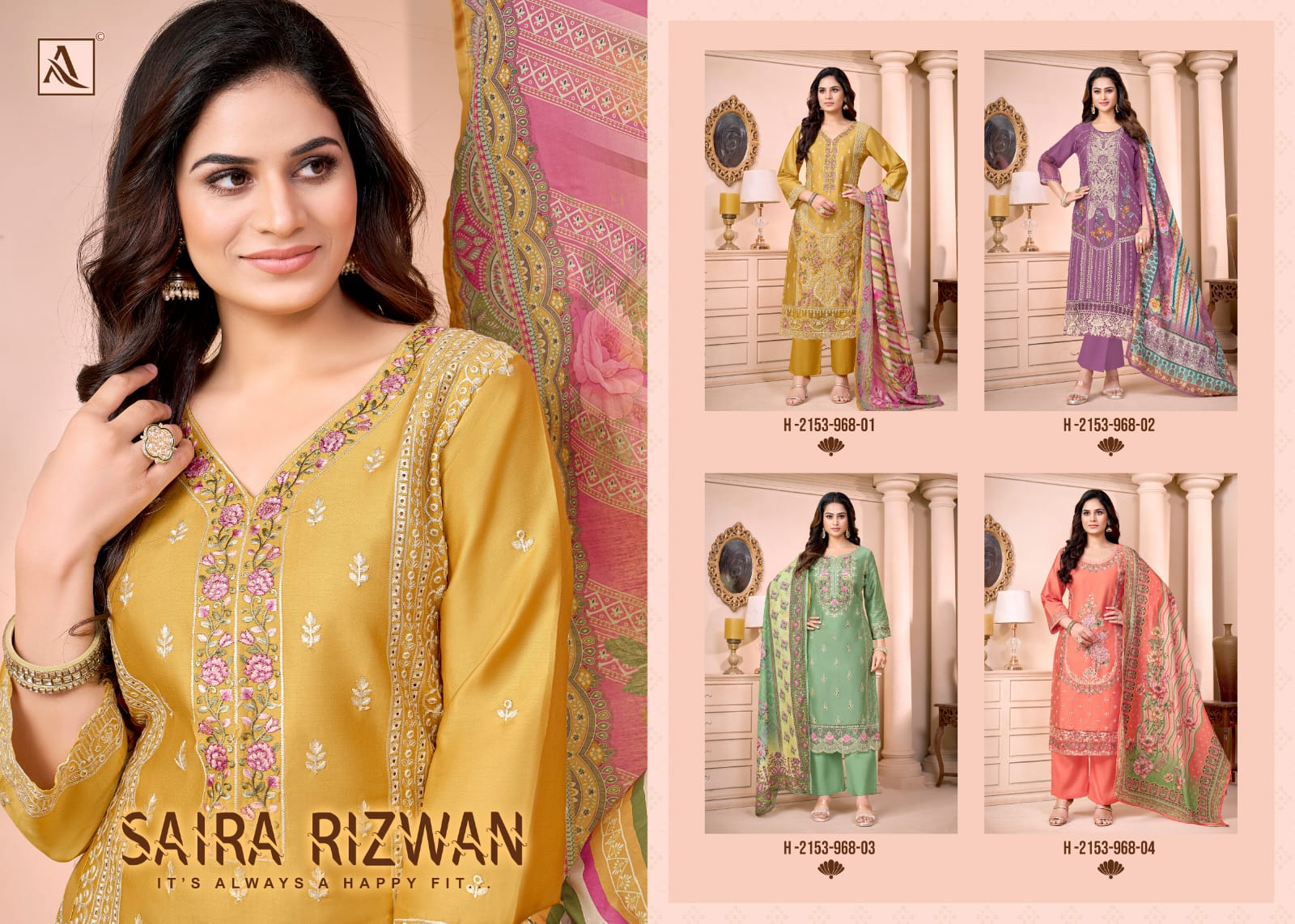 Saira Rizwan Alok Zam Cotton Karachi Salwar Suits Exporter India