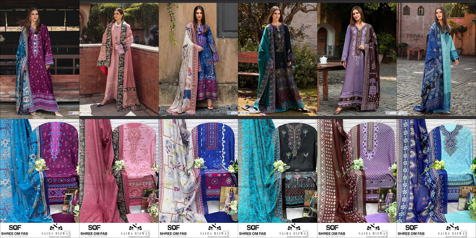 Saira Rizwan Vol 10 Shree Om Lawn Karachi Salwar Suits Exporter India
