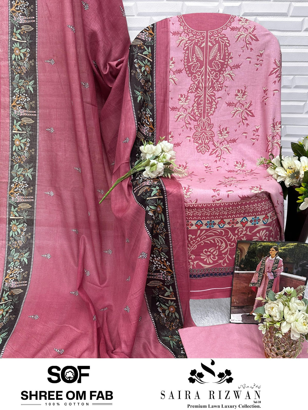 Saira Rizwan Vol 10 Shree Om Lawn Karachi Salwar Suits Exporter India
