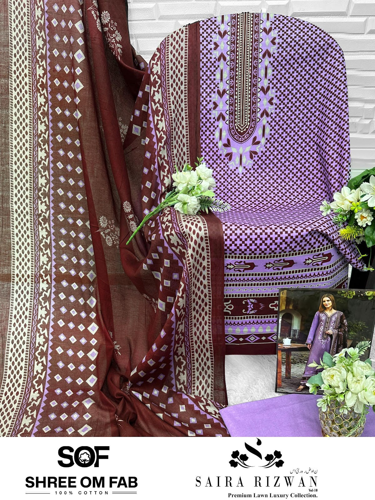 Saira Rizwan Vol 10 Shree Om Lawn Karachi Salwar Suits Exporter India