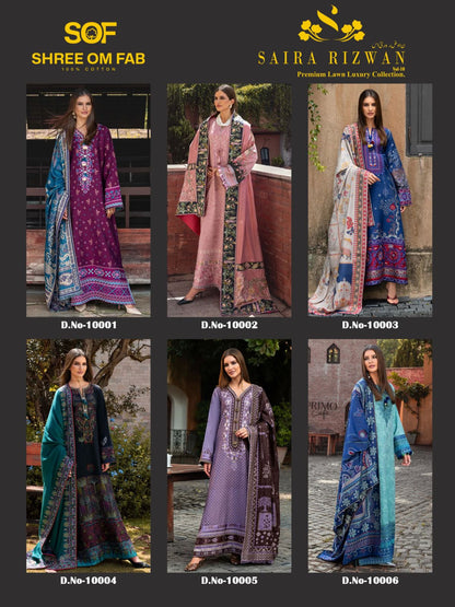 Saira Rizwan Vol 10 Shree Om Lawn Karachi Salwar Suits Exporter India