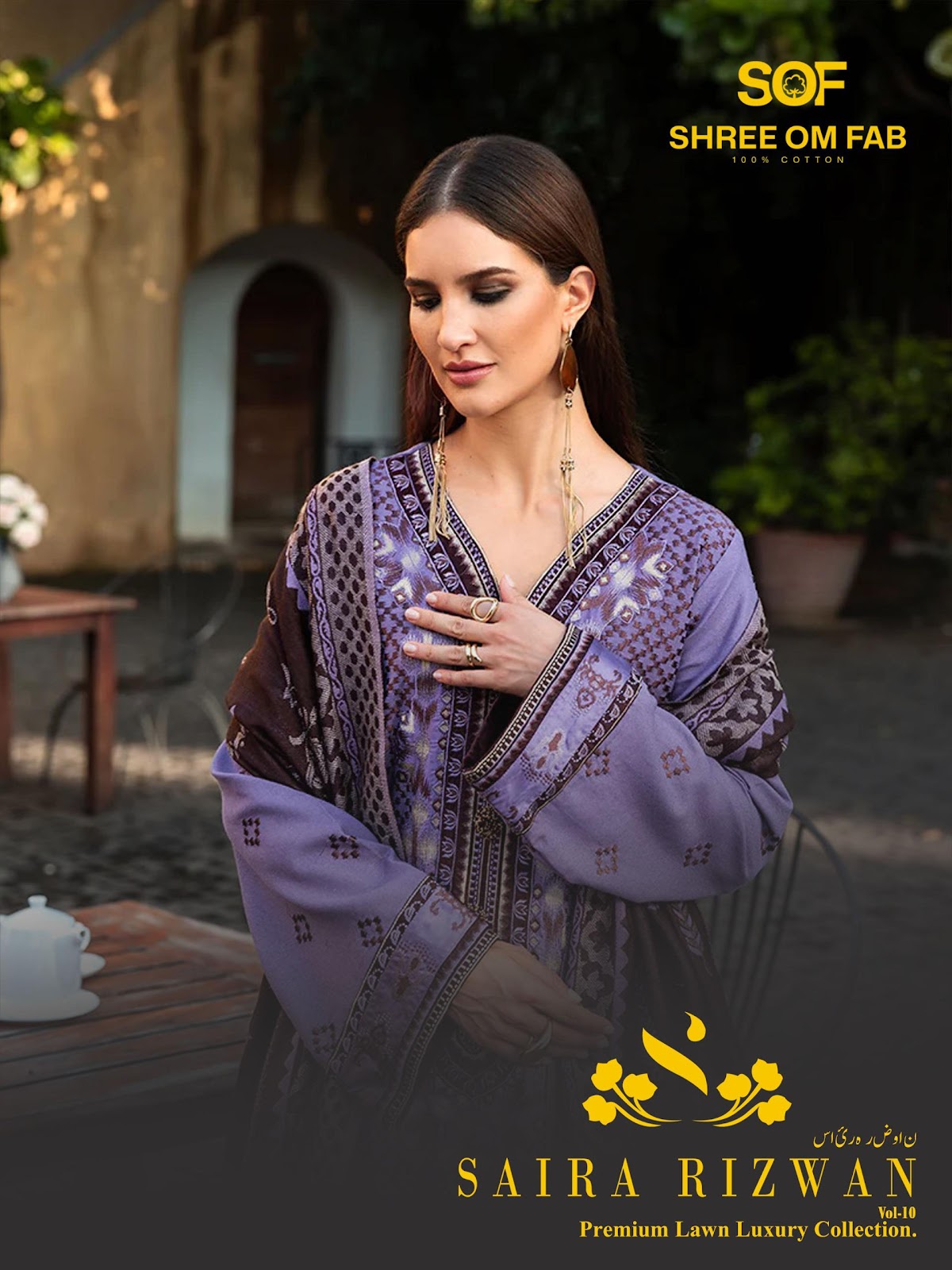 Saira Rizwan Vol 10 Shree Om Lawn Karachi Salwar Suits Exporter India