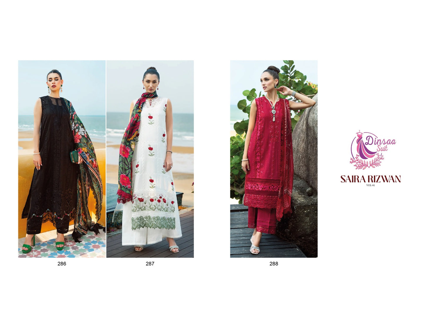 Saira Rizwan Vol 1 Dinsaa Suit Cotton Pakistani Salwar Suits Wholesaler Ahmedabad