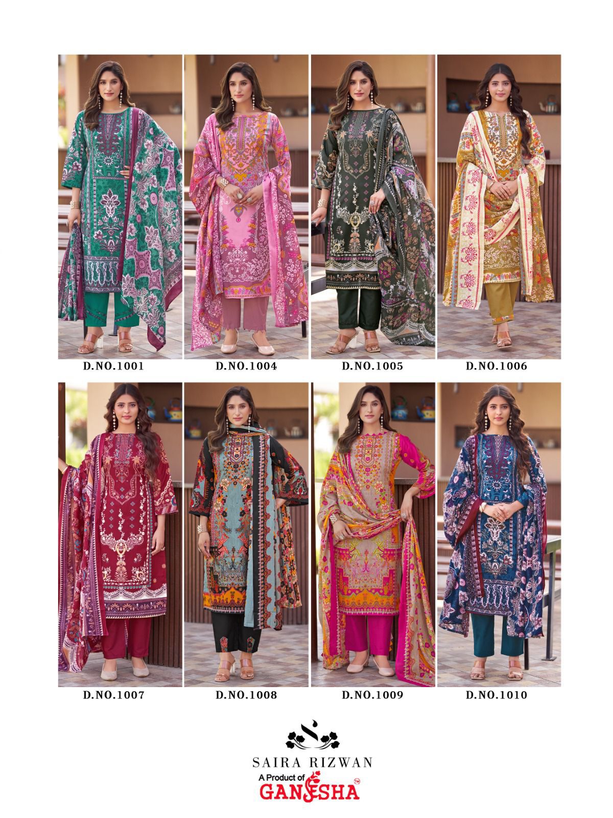 Saira Rizwan Vol 1 Ganesha Cotton Karachi Salwar Suits Exporter India