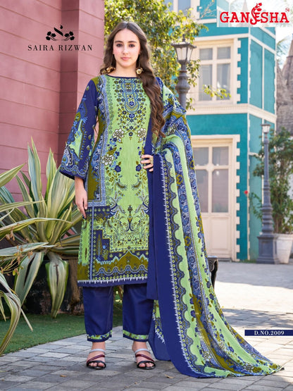 Saira Rizwan Vol 2 Ganesha Cotton Karachi Salwar Suits Wholesaler