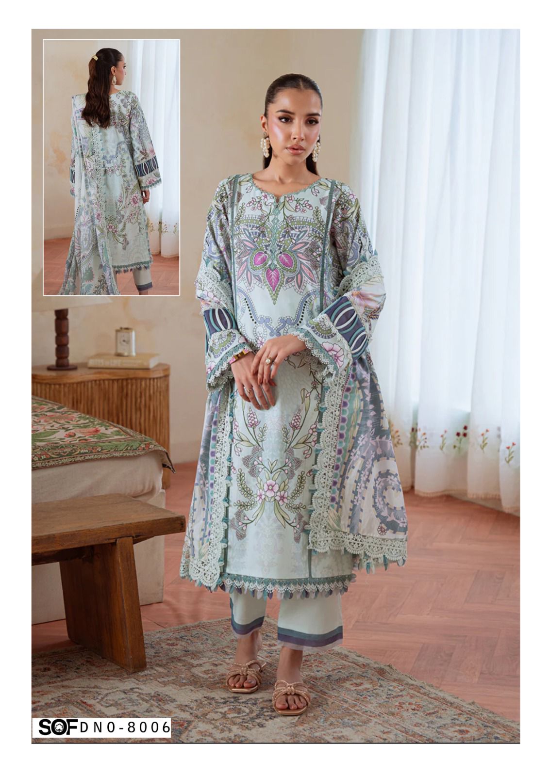 Saira Rizwan Vol 8 Luxury Lawn Collection Shree Om Karachi Salwar Suits Supplier Gujarat