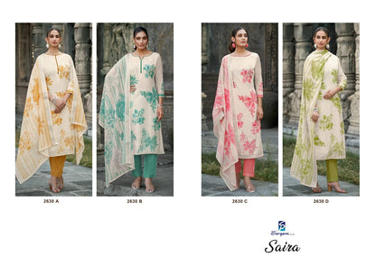 Saira Sargam Prints Pure Linen Pant Style Suits Wholesale Price
