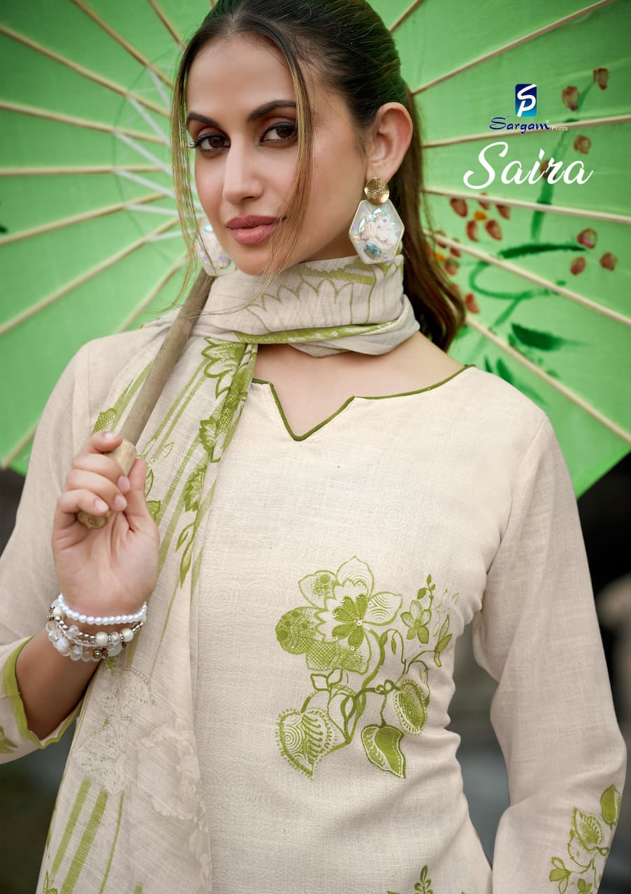 Saira Sargam Prints Pure Linen Pant Style Suits Wholesale Price
