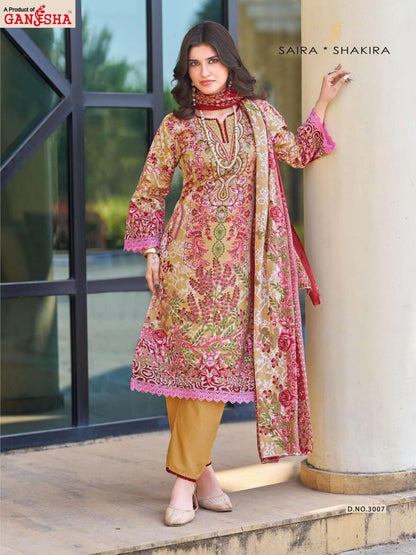 Saira Shakira Vol 3 Cotton Luxury Collection Ganesha Karachi Salwar Suits Wholesale