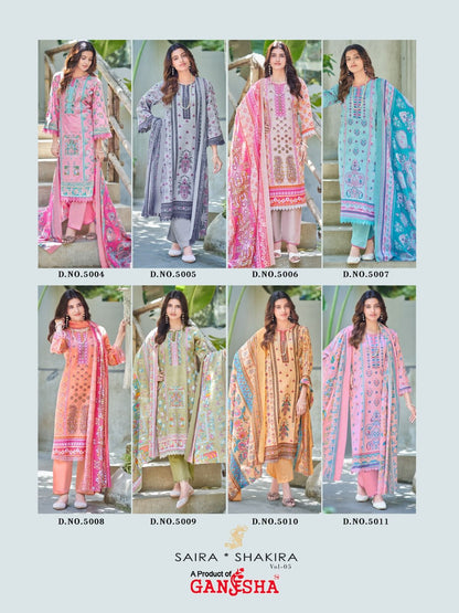 Saira Shakira Vol 5 Ganesha Mix Cotton Karachi Salwar Suits Exporter