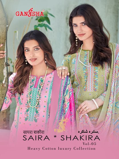 Saira Shakira Vol 5 Ganesha Mix Cotton Karachi Salwar Suits Exporter