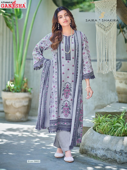 Saira Shakira Vol 5 Ganesha Mix Cotton Karachi Salwar Suits Exporter