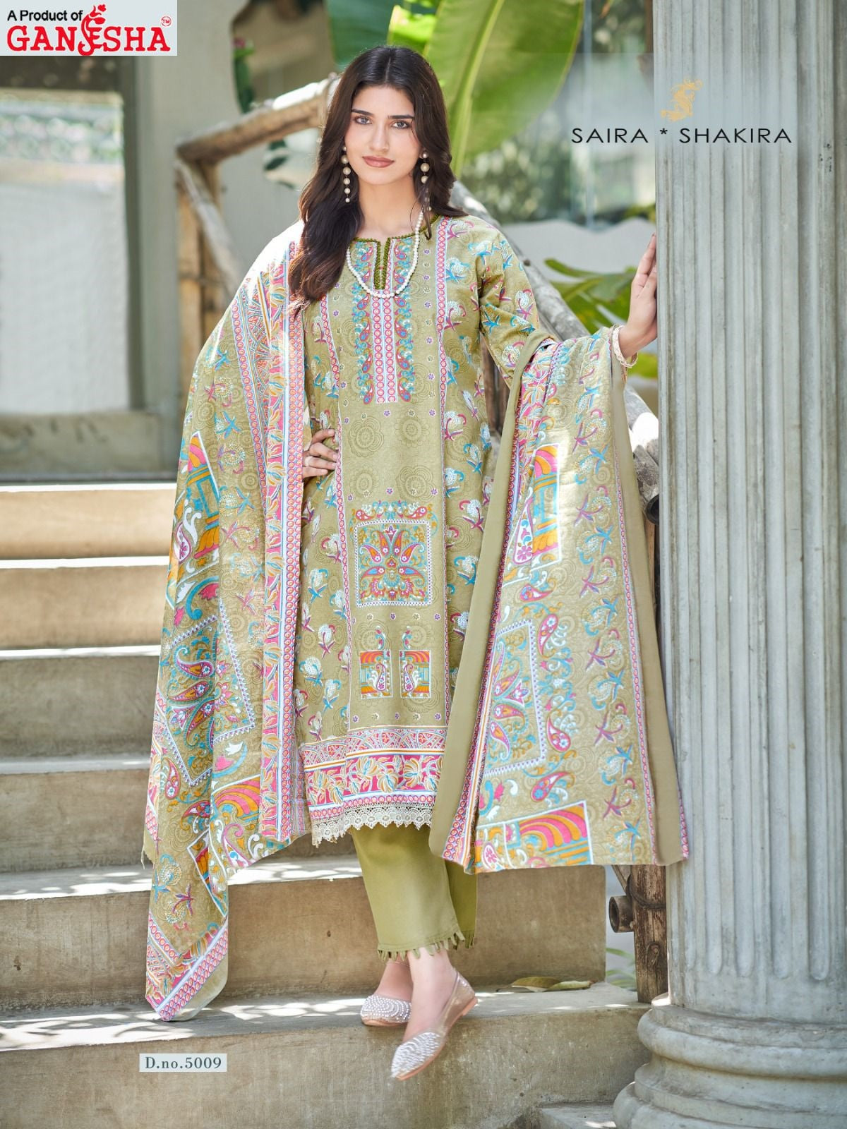 Saira Shakira Vol 5 Ganesha Mix Cotton Karachi Salwar Suits Exporter
