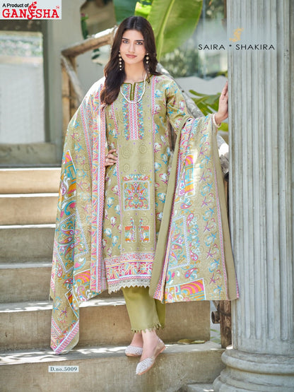 Saira Shakira Vol 5 Ganesha Mix Cotton Karachi Salwar Suits Exporter