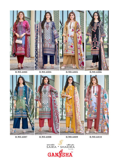 Saira Shakira Vol 6 Ganesha Mix Cotton Karachi Salwar Suits Manufacturer India