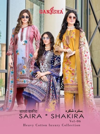 Saira Shakira Vol 6 Ganesha Mix Cotton Karachi Salwar Suits Manufacturer India