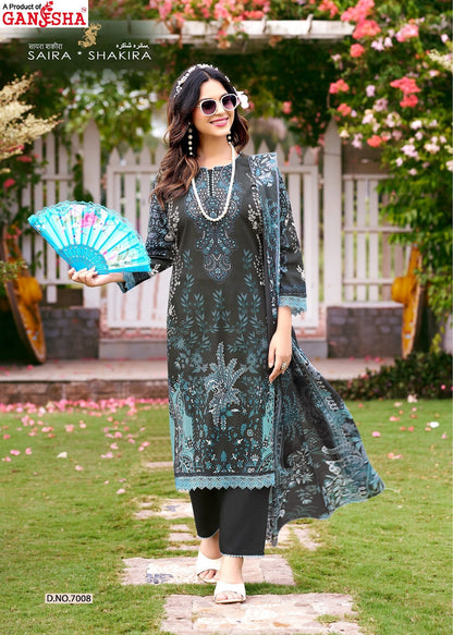 Saira Shakira Vol 7 Ganesha Mix Cotton Karachi Salwar Suits Supplier Ahmedabad