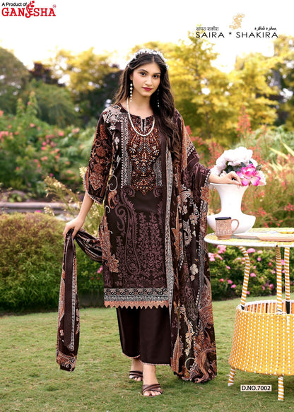Saira Shakira Vol 7 Ganesha Mix Cotton Karachi Salwar Suits Supplier Ahmedabad