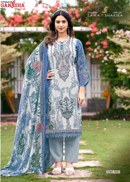 Saira Shakira Vol 7 Ganesha Mix Cotton Karachi Salwar Suits Supplier Ahmedabad
