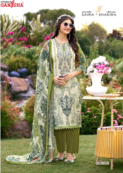 Saira Shakira Vol 7 Ganesha Mix Cotton Karachi Salwar Suits Supplier Ahmedabad