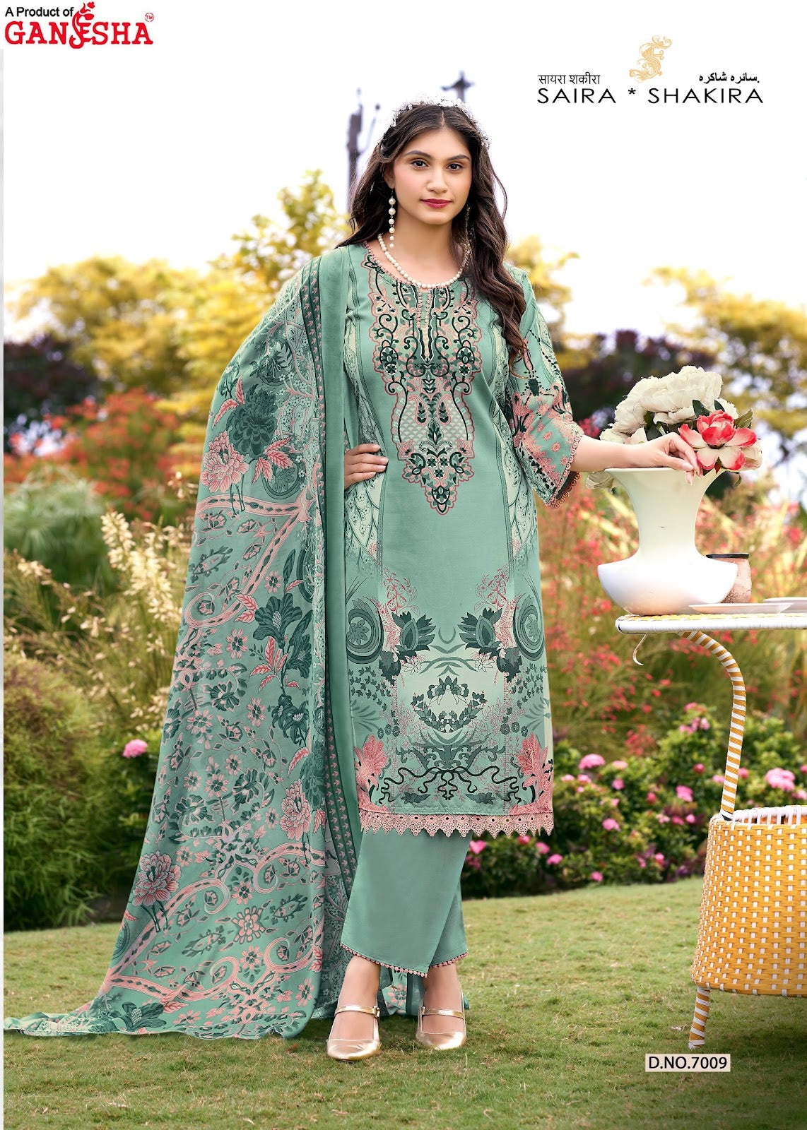 Saira Shakira Vol 7 Ganesha Mix Cotton Karachi Salwar Suits Supplier Ahmedabad