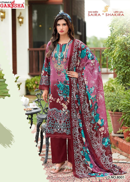 Saira Shakira Vol 8 Ganesha Mix Cotton Karachi Salwar Suits Manufacturer India