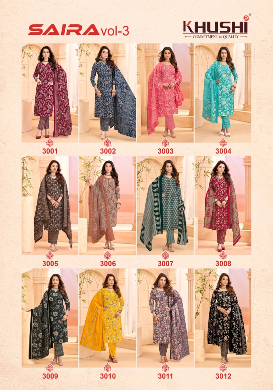 Saira Vol 3 Khushi Np Cotton Dress Material Wholesaler Ahmedabad