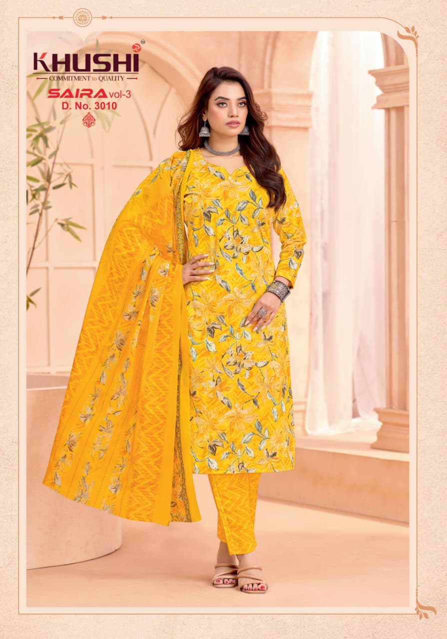 Saira Vol 3 Khushi Np Cotton Dress Material Wholesaler Ahmedabad