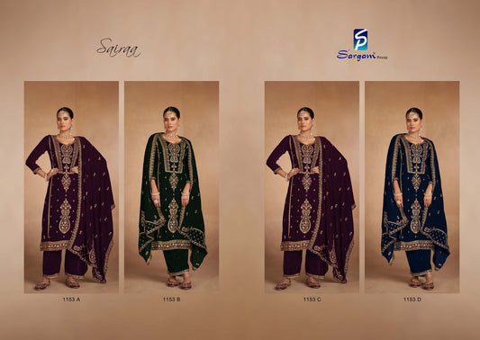 Sairaa 1153 Sargam Prints Velvet Suits Supplier Gujarat
