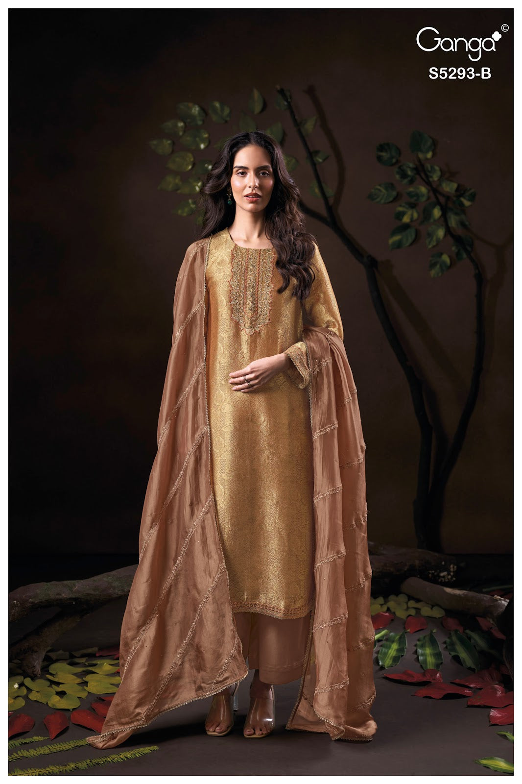 Sairya S5293 Ganga Bemberg Silk Pant Style Suits Wholesale Rate