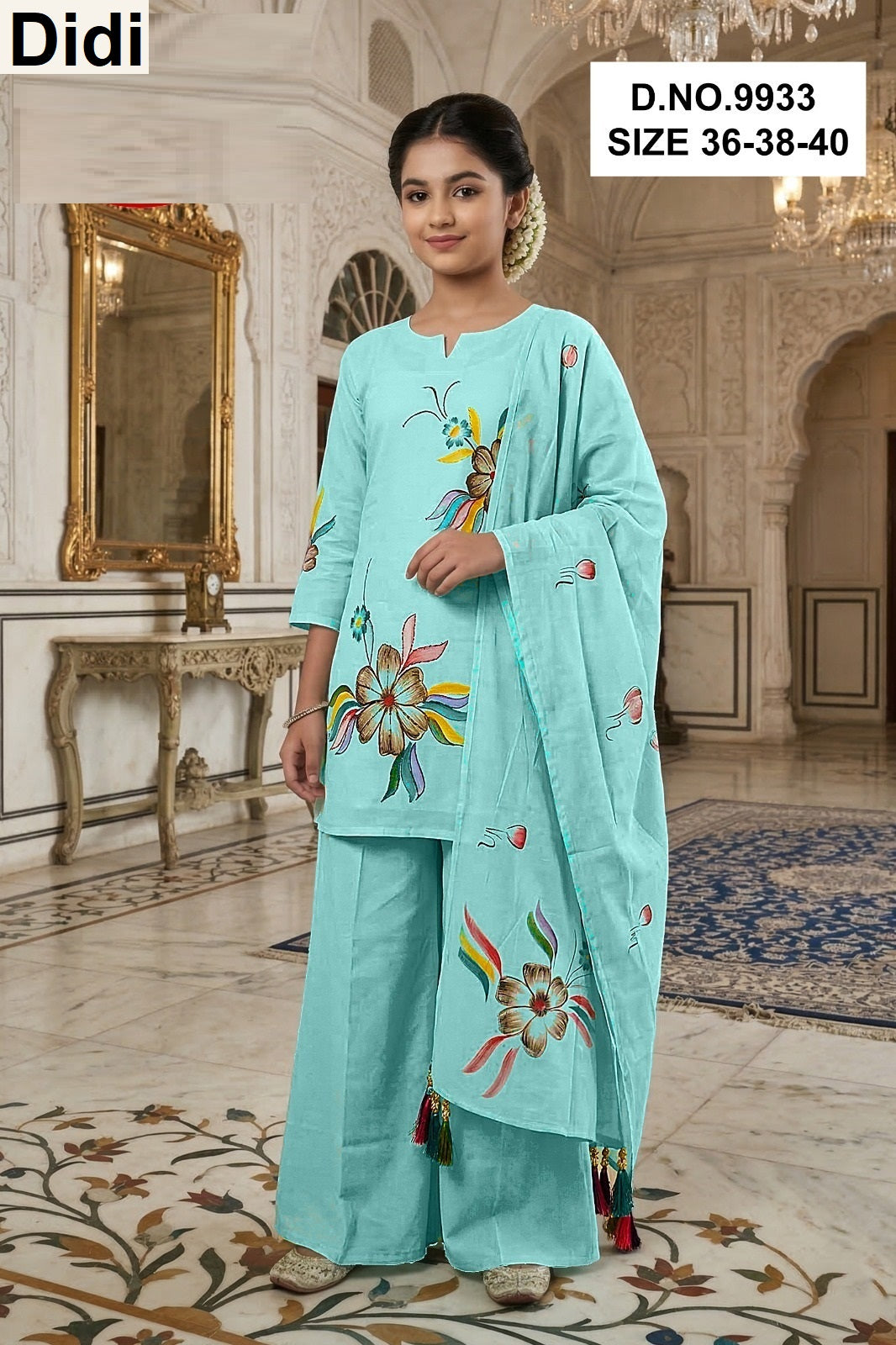 Saisha Dn 9933 Didi Roman Silk Girls Readymade Palazzo Suits Supplier Ahmedabad