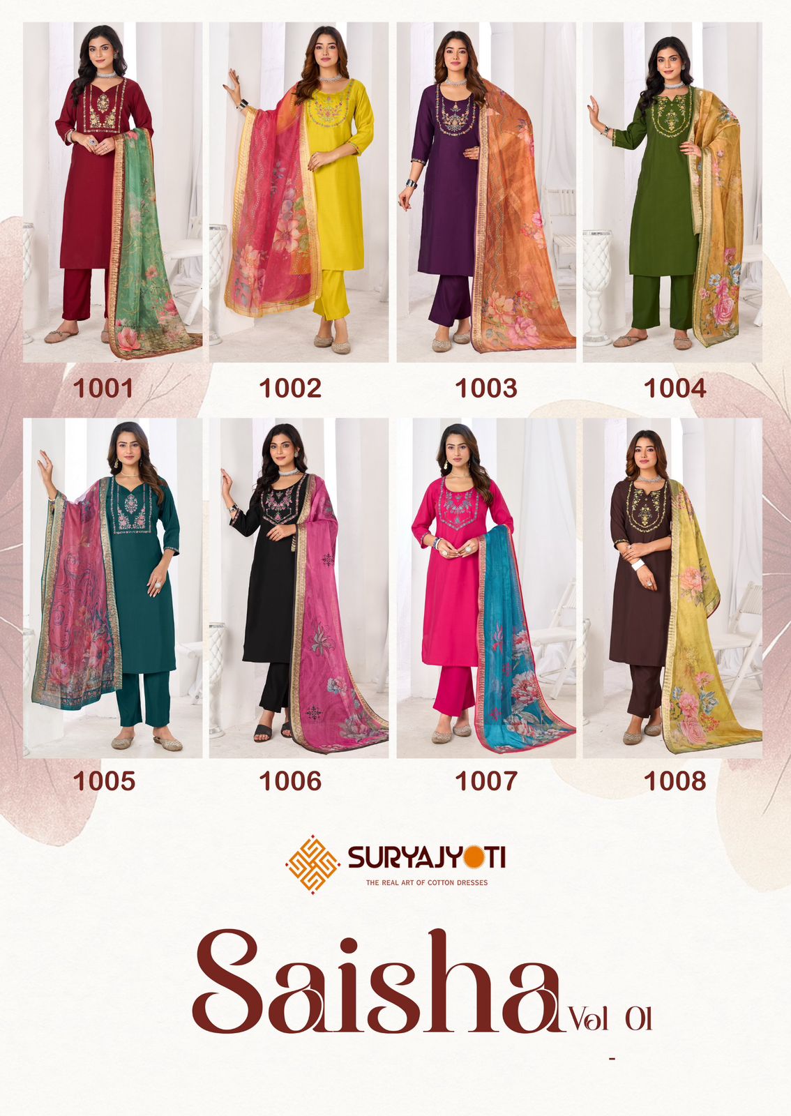 Saisha Vol 1 Suryajyoti Roman Silk Readymade Pant Style Suits Supplier India