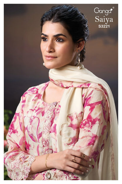 Saiya 3221 Ganga Organza Plazzo Style Suits Manufacturer India