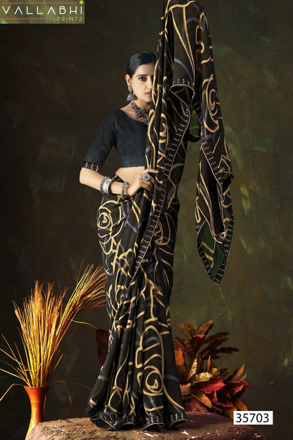 Saiyaara Vallabhi Prints Georgette Sarees Wholesale Rate