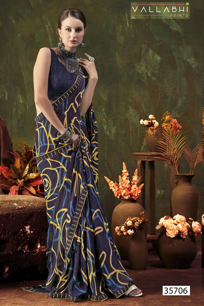 Saiyaara Vallabhi Prints Georgette Sarees Wholesale Rate