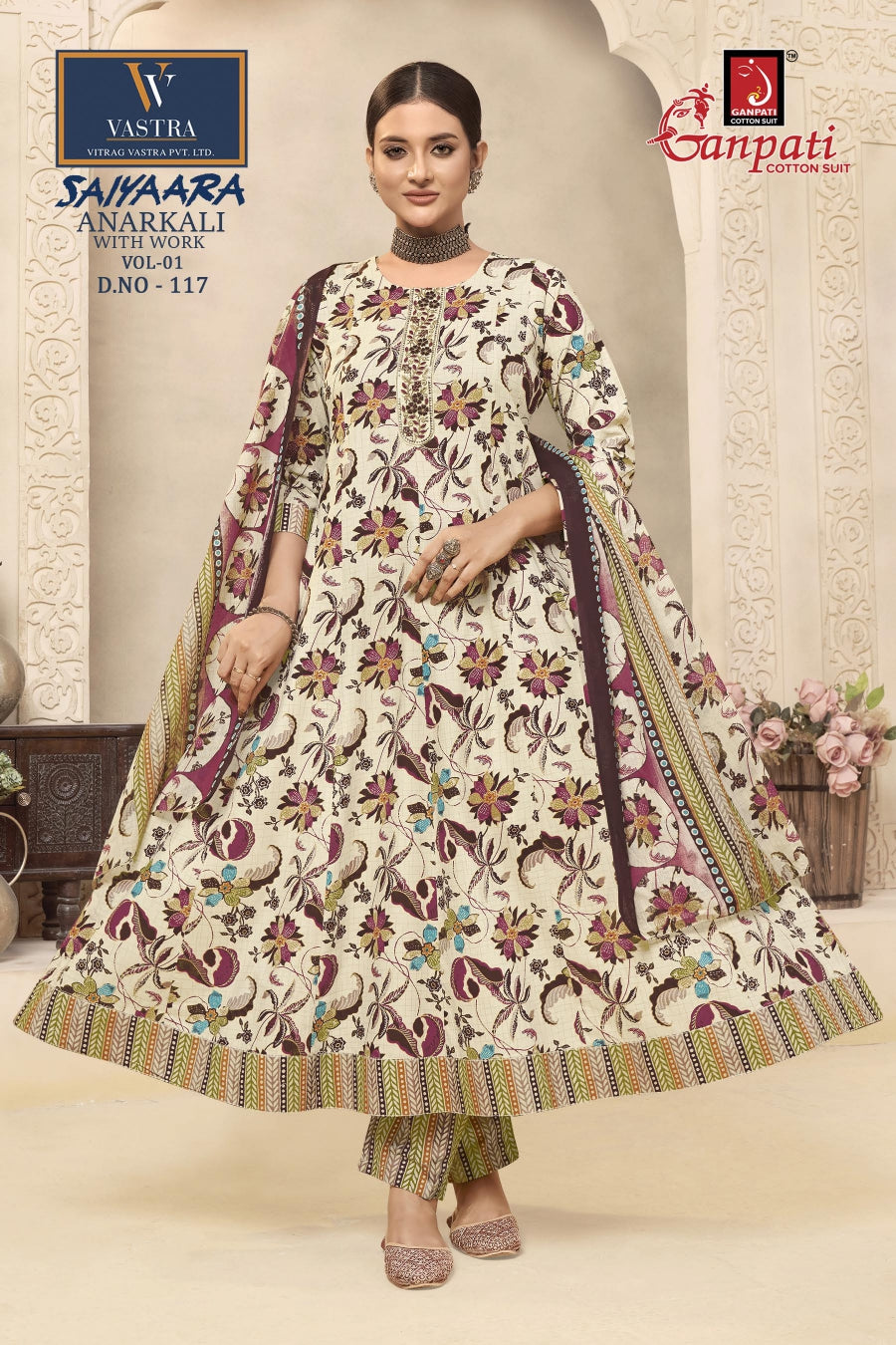 Saiyaara Vol 1 Vastra Ganpati Cotton Readymade Anarkali Suits Wholesaler Gujarat