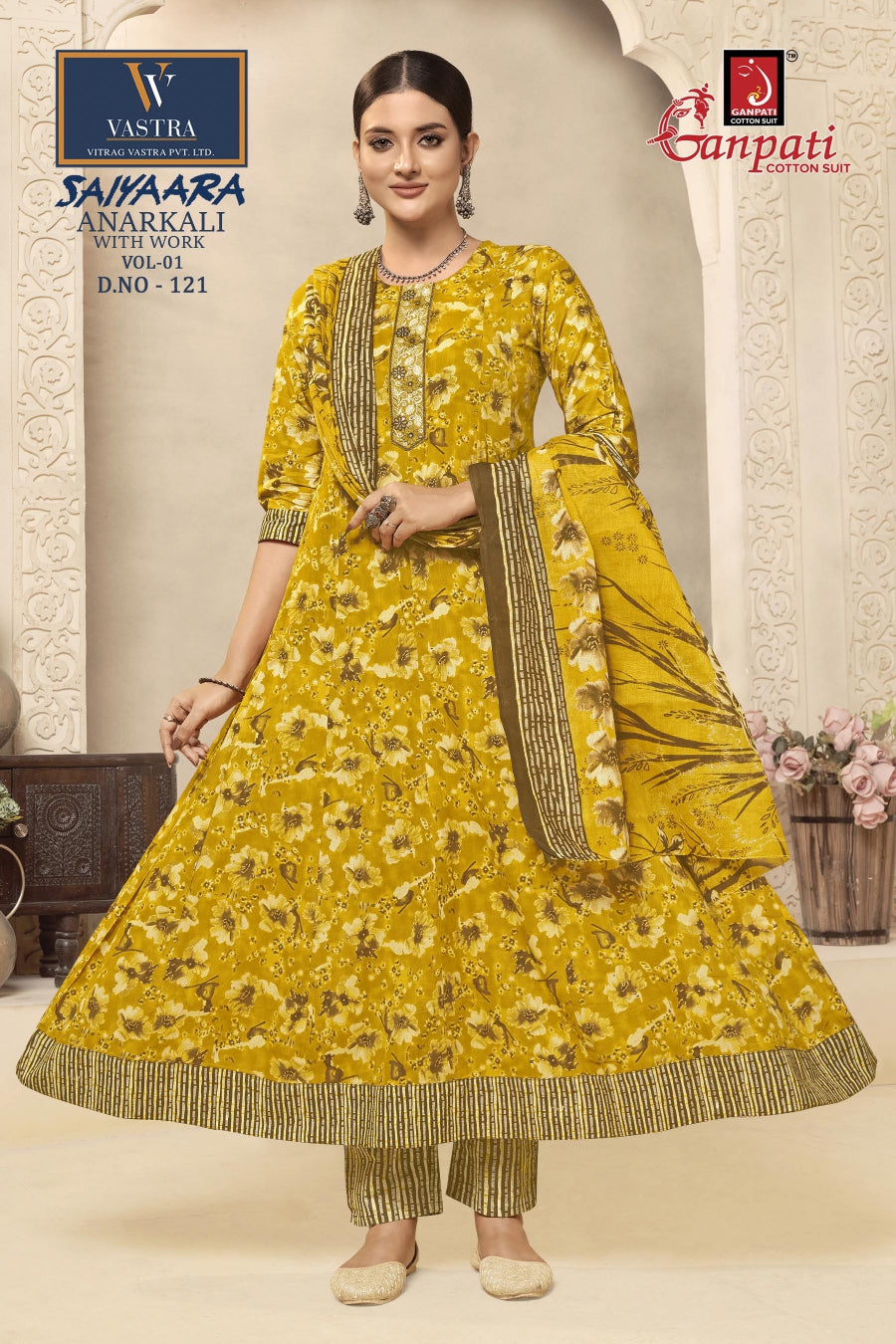 Saiyaara Vol 1 Vastra Ganpati Cotton Readymade Anarkali Suits Wholesaler Gujarat