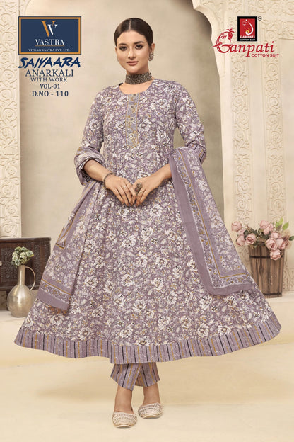 Saiyaara Vol 1 Vastra Ganpati Cotton Readymade Anarkali Suits Wholesaler Gujarat
