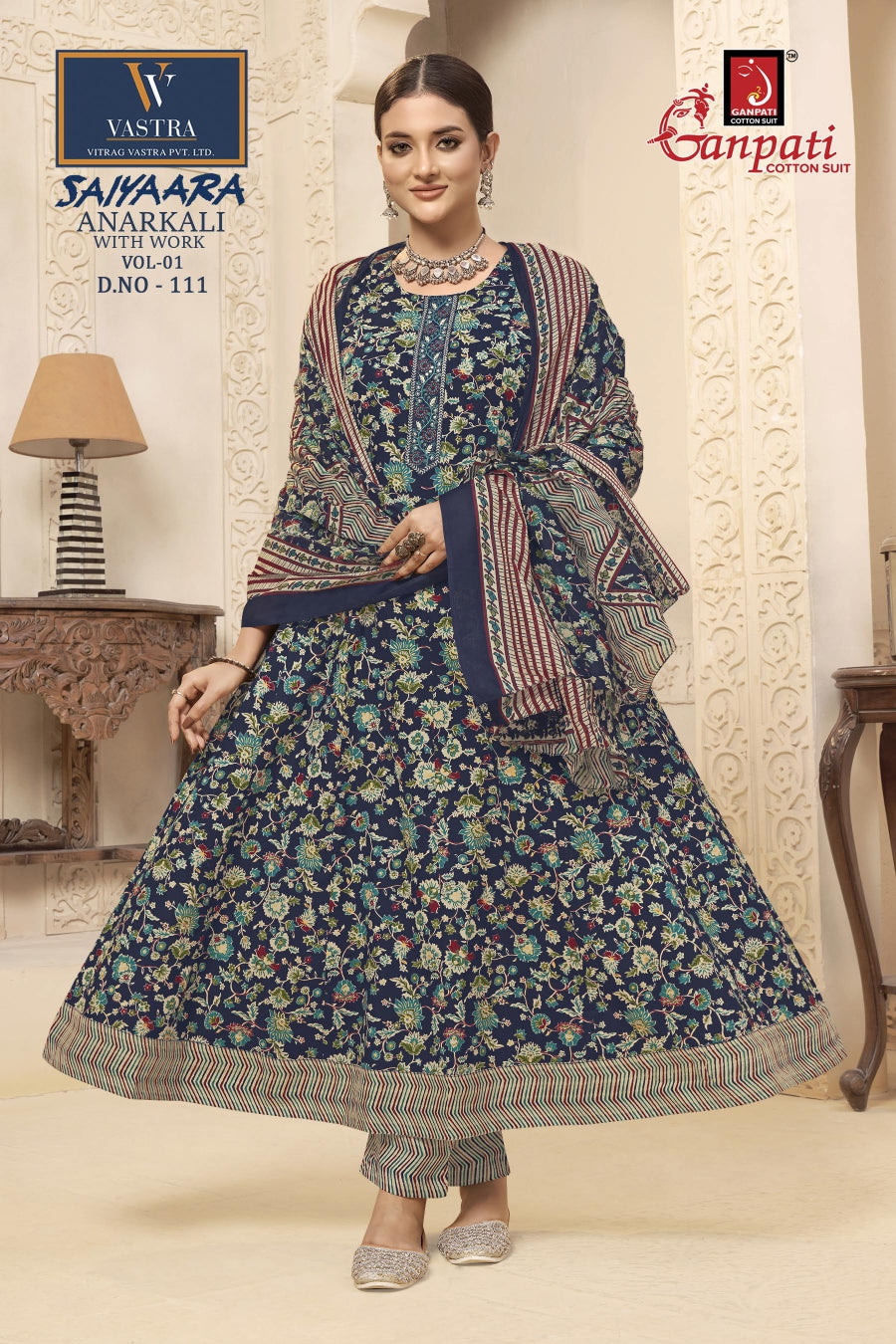 Saiyaara Vol 1 Vastra Ganpati Cotton Readymade Anarkali Suits Wholesaler Gujarat