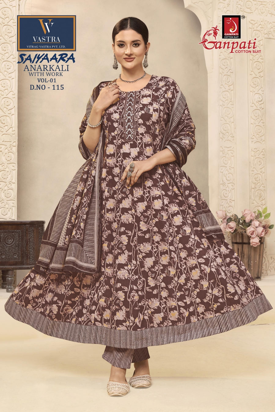 Saiyaara Vol 1 Vastra Ganpati Cotton Readymade Anarkali Suits Wholesaler Gujarat